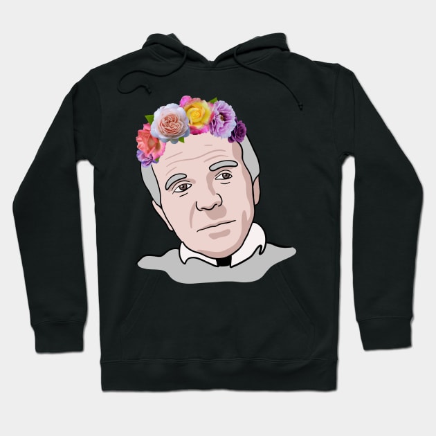 Gilles Deleuze - Philosophy Portrait With Flower Crown Hoodie by isstgeschichte